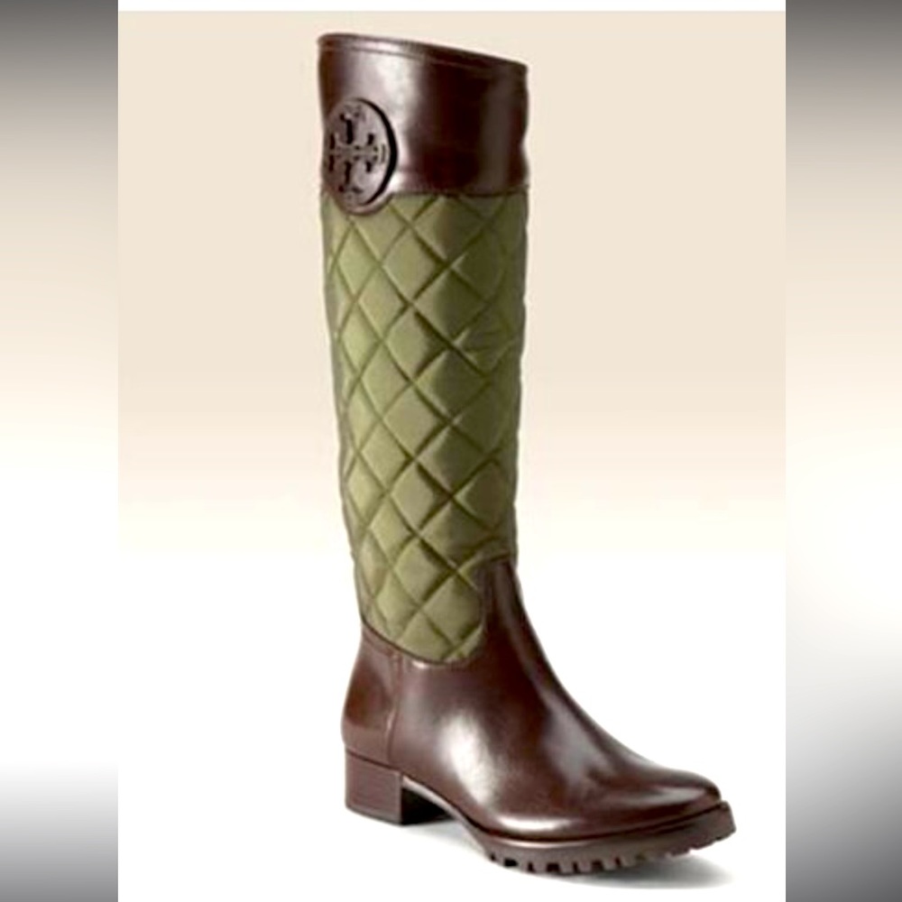 Tory Burch Women’s Rowan Quilted Boots | Hunter Green | Brown |